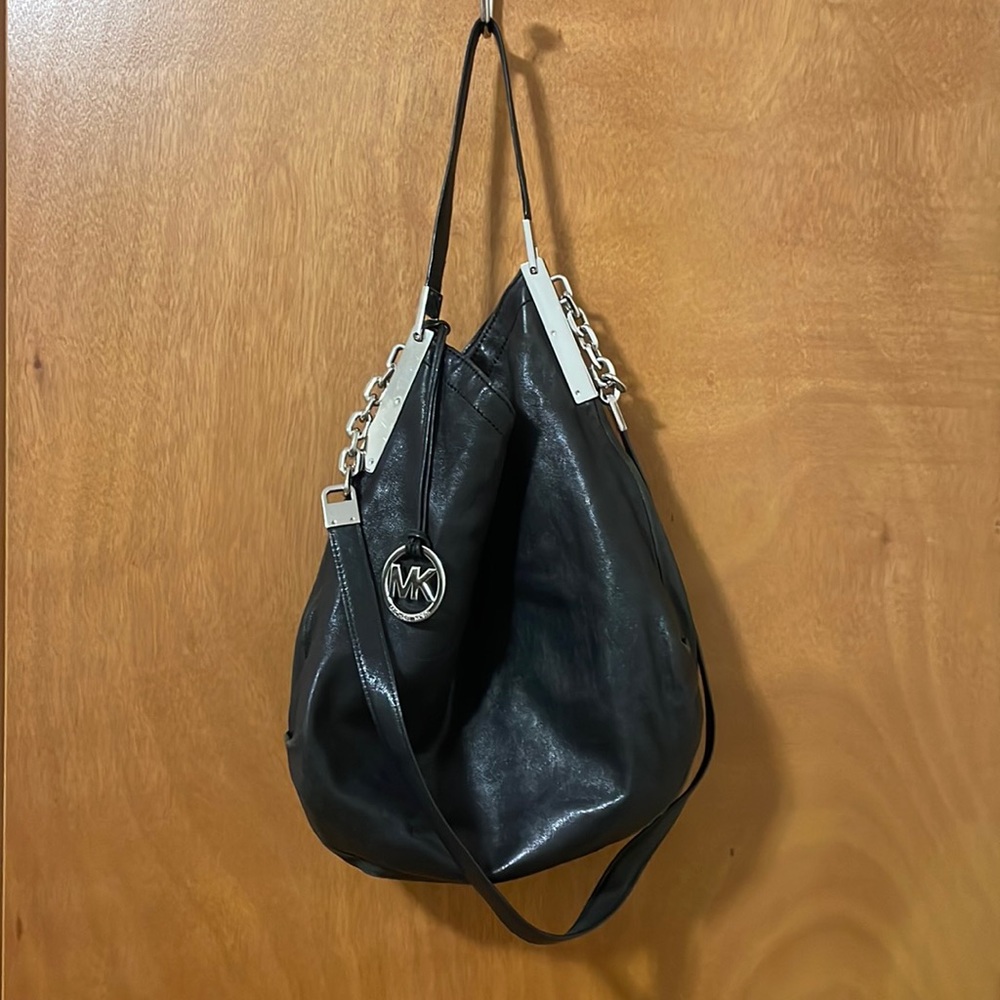 Michael Kors Leather Shoulder + Crossbody Purse Black